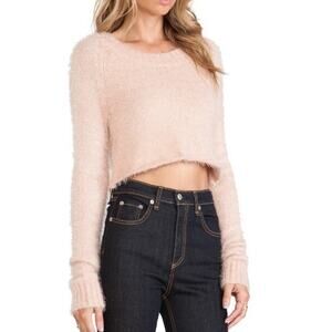 NWT For Love & Lemons KNITZ Ski Bunny Crop Sweater - Blush
